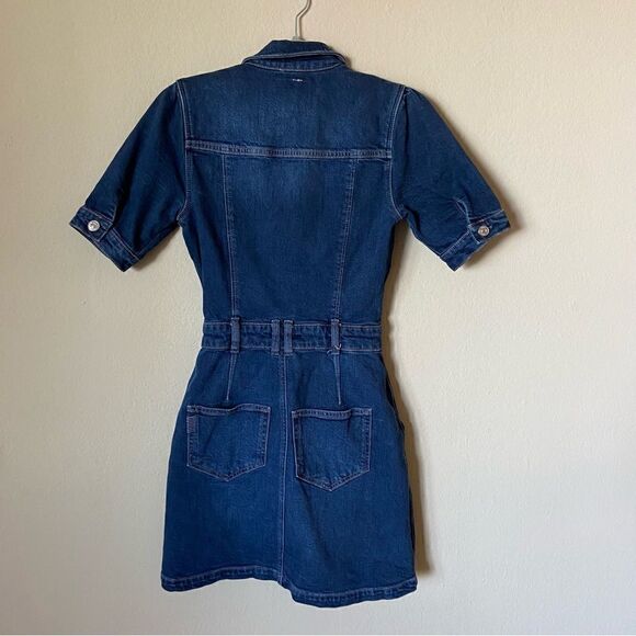 Paige Mayslie Mini Blue Dress Denim Short Sleeve Shirt Size 00 - Picture 12 of 16